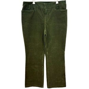 NWT JONES SPORT Green Corduroy Stretch straight leg Pants, Size 10